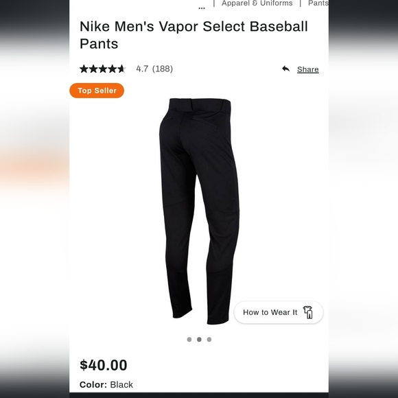 Nike Men's Vapor Select Baseball Pants Size Large and extra large - Picture 8 of 9
